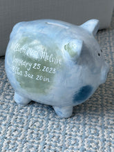 Load image into Gallery viewer, Blue Bow Tie Piggy Bank WITH CUSTOMIZATION