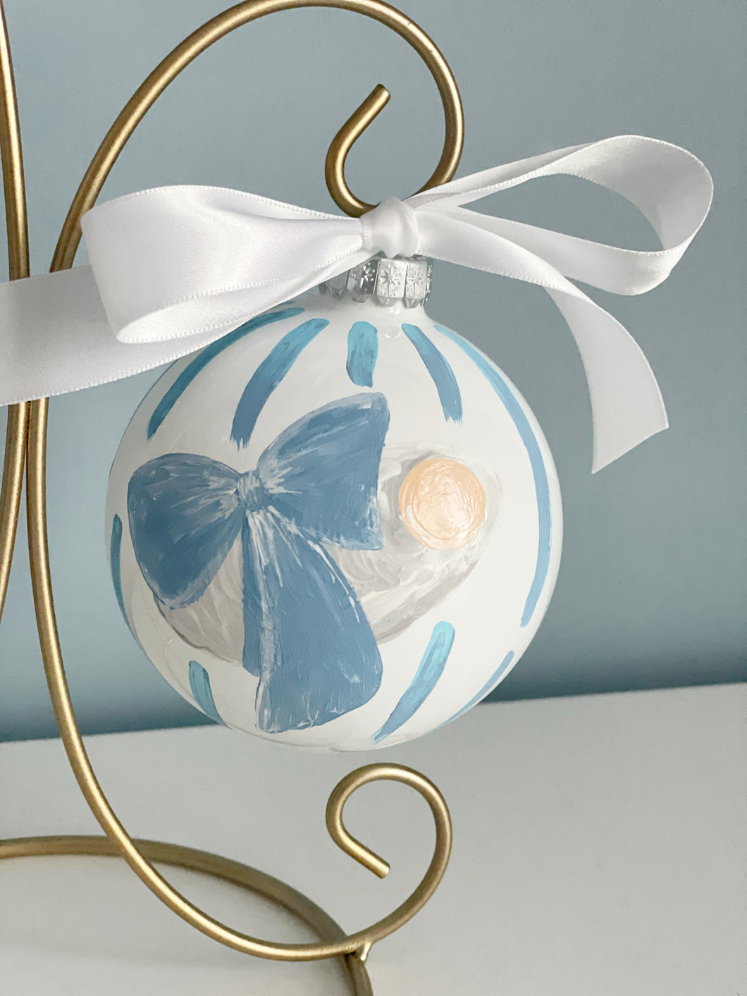 Baby Boy Ornament (Oversized)-Blue Swaddle