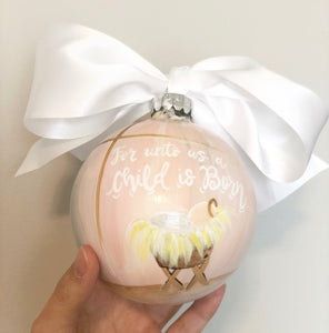 Baby Girl Ornament (Oversized)-“Unto Us A Child Is Born”